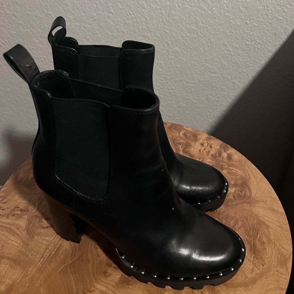 ANTONIO MELANI Black Heeled Boots with Studded Sole